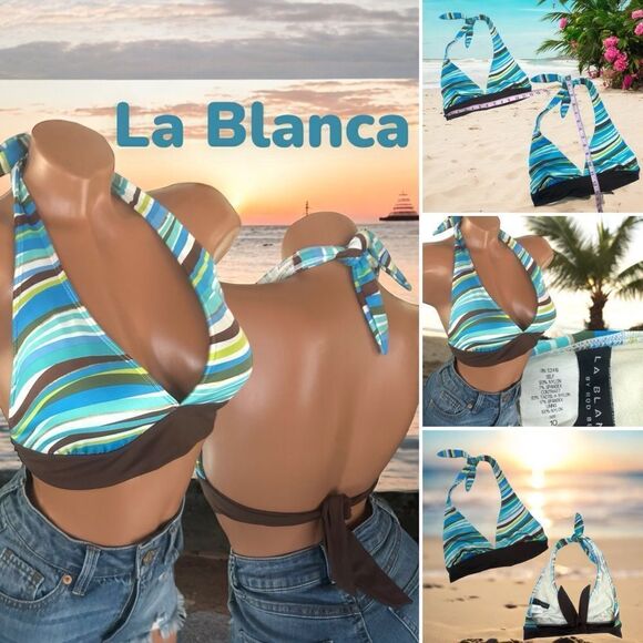 La Blanca Swimwear l Halter l Bikini, Bathing Suit Top l Tie Back l 10 l EUC - Picture 7 of 10